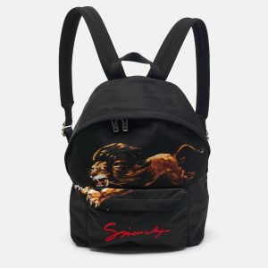 Givenchy Black Leather and Nylon Lion Print Backpack, Backpacks - Luxury Closet catalog