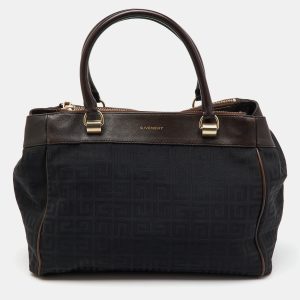 Givenchy Black/Dark Brown Signature Canvas and Leather Double Zip Tote, Tote Handbags - Luxury Closet catalog