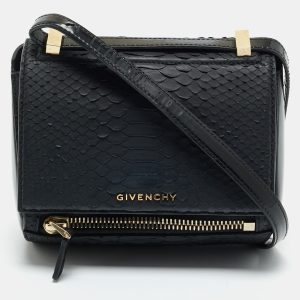 Givenchy Black Python and Patent Leather Mini Pandora Box Crossbody Bag, Handbags - Luxury Closet catalog