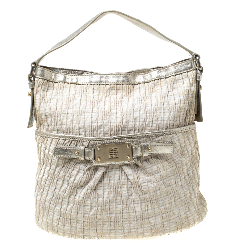 Givenchy Beige Shimmering Canvas and Leather Trim Hobo, Shoulder Bags - Luxury Closet catalog