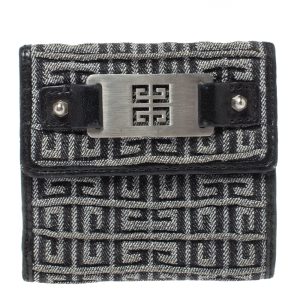 Givenchy Silver/Black Canvas and Leather Trim Embossed Logo Trifold Wallet, Wallets & Money Clips - Luxury Closet catalog