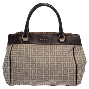 Givenchy Dark Brown/White Monogram Canvas and Leather Double Zip Tote, Tote Handbags - Luxury Closet catalog