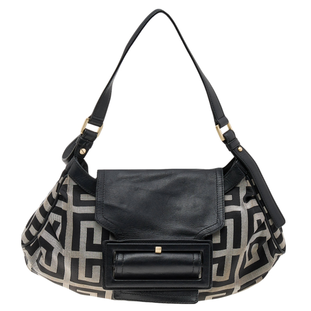 Givenchy Black/Grey Signature Canvas and Leather Shoulder Bag, Shoulder Bags - Luxury Closet catalog