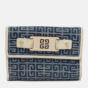 Givenchy Blue/Cream Monogram Canvas and Leather Metal Flap Compact Wallet, Wallets & Money Clips - Luxury Closet catalog