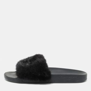 Givenchy Black Mink Fur Flat Slides Size 41, Flats - Luxury Closet catalog