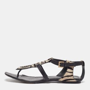 Givenchy Black Zebra Calfhair and Leather Thong Sandals Size 40, Sandals - Luxury Closet catalog