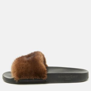Givenchy Brown Mink Fur Pool Slide Sandals Size 36, Sandals - Luxury Closet catalog
