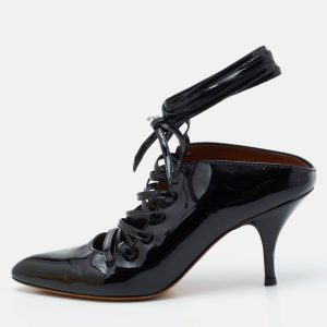 Givenchy Black Patent Leather Lace Up Mules Size 36.5, Sandals - Luxury Closet catalog