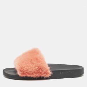 Givenchy Orange/Black Mink Fur and Rubber Pool Flat Slides Size 41, Flats - Luxury Closet catalog