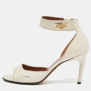 Givenchy White Leather Shark Tooth Ankle Strap Sandals Size 38.5, Sandals - Luxury Closet catalog