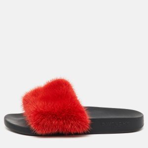 Givenchy Red Mink Fur Flat Slide Sandals Size 38, Sandals - Luxury Closet catalog