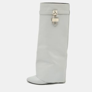 Givenchy Grey Leather Shark Lock Knee Length Boots Size 39, Boots - Luxury Closet catalog