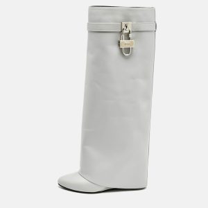 Givenchy Grey Leather Shark Lock Knee Length Boots Size 39, Boots - Luxury Closet catalog