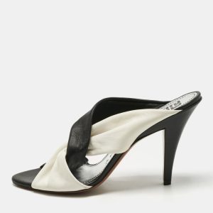 Givenchy Black/White Leather Crisscross Slide Sandals Size 39, Sandals - Luxury Closet catalog