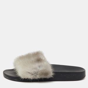 Givenchy Grey Mink Fur Flat Slide Sandals Size 37, Sandals - Luxury Closet catalog