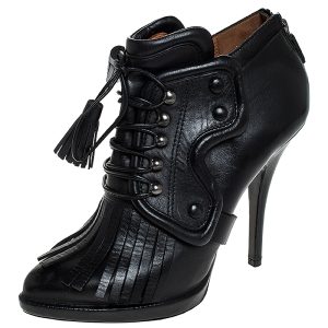 Givenchy Black Leather Fringe Lace Up Booties Size 37, Boots - Luxury Closet catalog