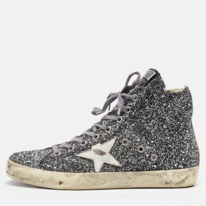 Golden Goose Silver/White Glitter and Leather High Top Francy Sneakers Size 40, Athletic Shoes & Sneakers - Luxury Closet catalog