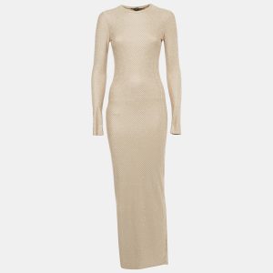 Good American Beige Studded Jersey Long Sleeve Maxi Dress S, Dresses - Luxury Closet catalog