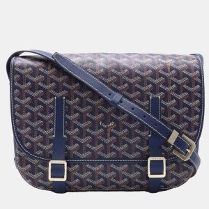 Goyard Blue Coated Canvas Leather Belvedere MM Shoulder Bag, Shoulder Bags - Luxury Closet catalog
