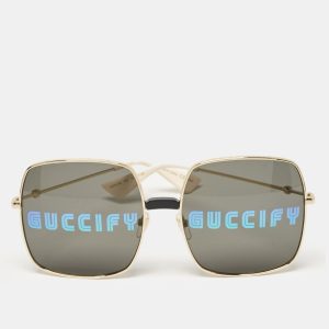 Gucci Black/Gold Tone GG0414S Guccify Square Sunglasses, Sunglasses - Luxury Closet catalog