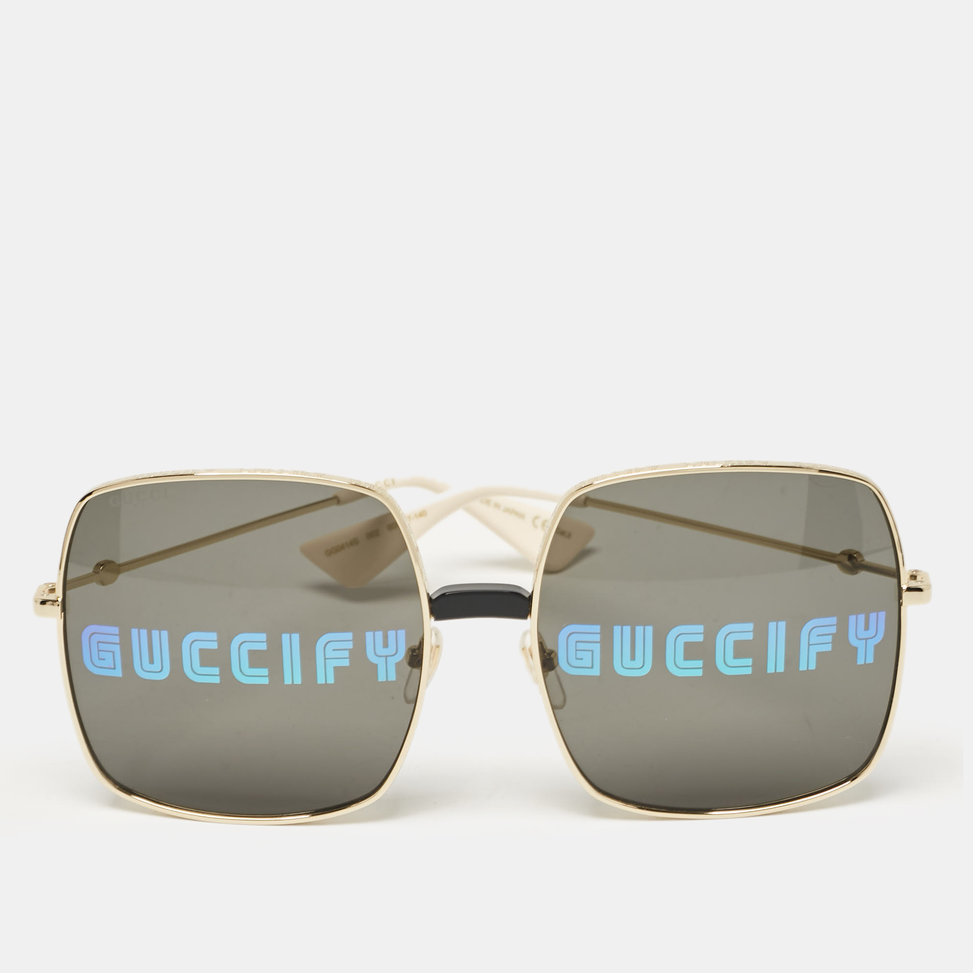 Gucci Black/Gold Tone GG0414S Guccify Square Sunglasses, Sunglasses - Luxury Closet catalog