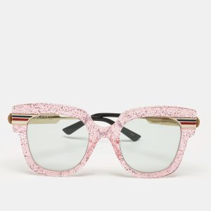 Gucci Pink Glitter/Green GG0281S Oversized Sunglasses, Sunglasses - Luxury Closet catalog