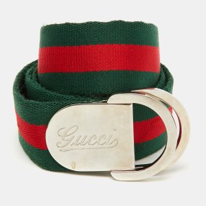 Gucci Green/Red Fabric Web Buckle Belt 90CM, Belt Buckles - Luxury Closet catalog