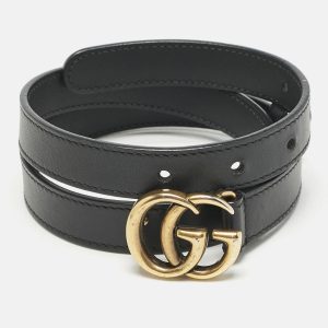 Gucci Black Leather GG Marmont Slim Belt 70CM, Belt Buckles - Luxury Closet catalog