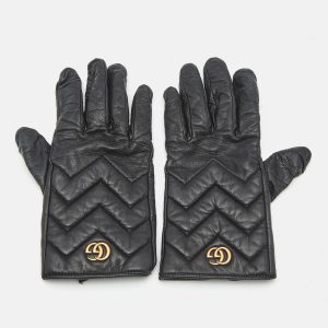 Gucci Black Matelass&eacute; Leather GG Marmont Gloves S, Luggage Accessories - Luxury Closet catalog