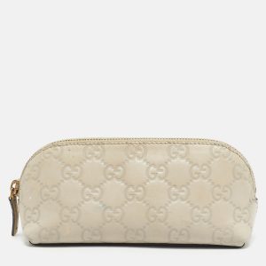 Gucci Ivory Guccissima Leather Cosmetic Zip Pouch, Luggage Accessories - Luxury Closet catalog