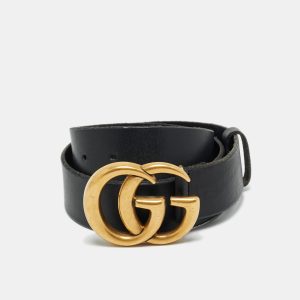 Gucci Black Leather GG Marmont Buckle Belt 70 CM, Belt Buckles - Luxury Closet catalog
