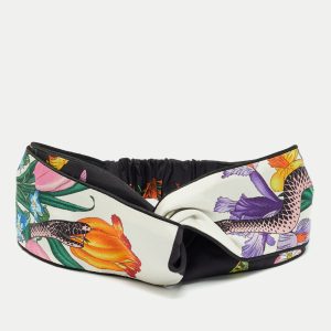 Gucci White Floral-Snake Print Silk Headband, Apparel & Accessories - Luxury Closet catalog
