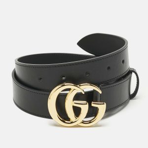 Gucci Black Leather GG Marmont Buckle Belt 85CM, Belt Buckles - Luxury Closet catalog