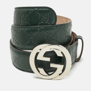 Gucci Green Guccissima Leather Interlocking G Buckle Belt 90 CM, Belt Buckles - Luxury Closet catalog