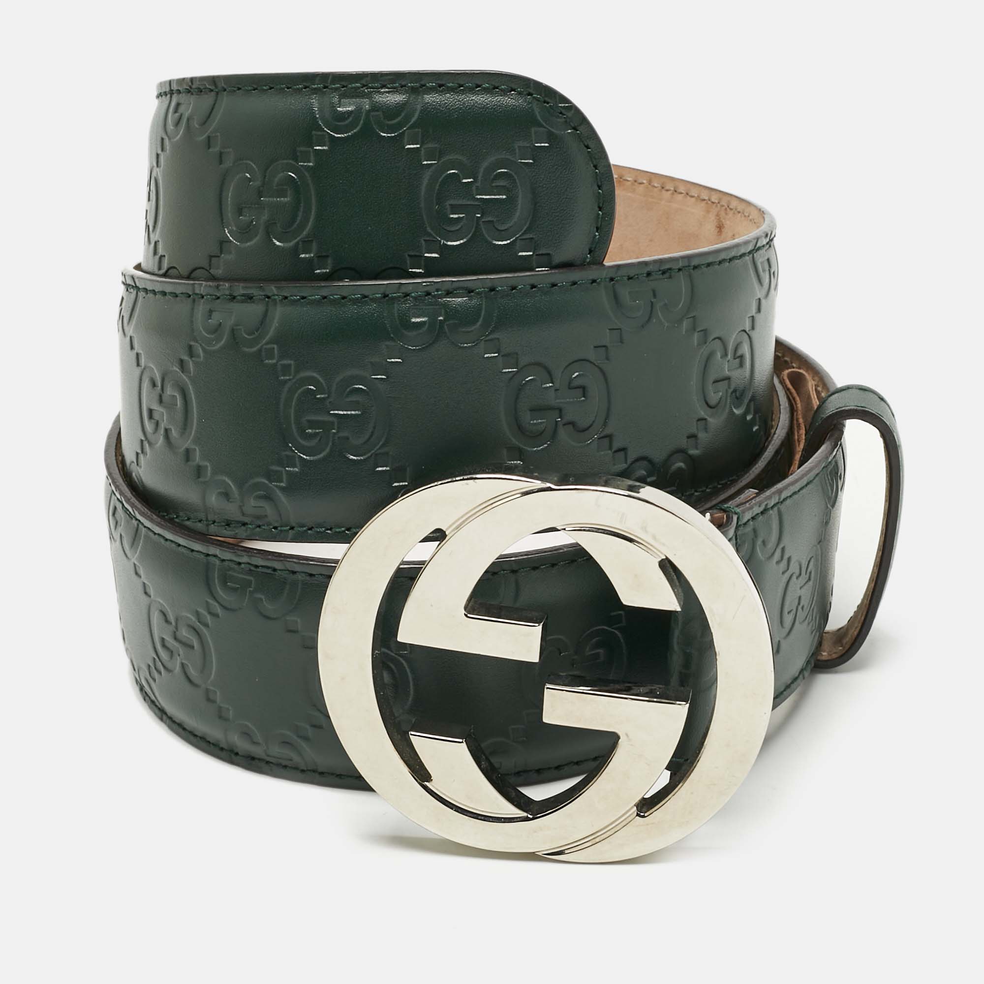 Gucci Green Guccissima Leather Interlocking G Buckle Belt 90 CM, Belt Buckles - Luxury Closet catalog