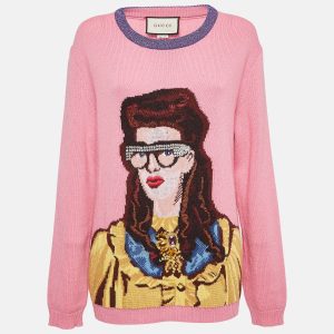 Gucci Pink Embellished & Patterned Wool Knit Sweater XL, Sweaters & Cardigans - Luxury Closet catalog