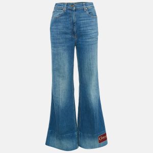 Gucci Blue Washed Denim Logo Patch Flared Jeans S Waist 26", Jeans - Luxury Closet catalog