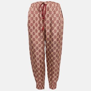 Gucci Burgundy GG Supreme Print Silk Joggers L, Clothing - Luxury Closet catalog