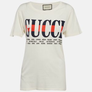 Gucci Cream Logo Print Cotton Jersey T-Shirt XXXS, Shirts & Tops - Luxury Closet catalog