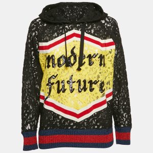 Gucci Black Modern Future Sequin Embroidered Lace Hoodie XXS, Sweaters & Cardigans - Luxury Closet catalog