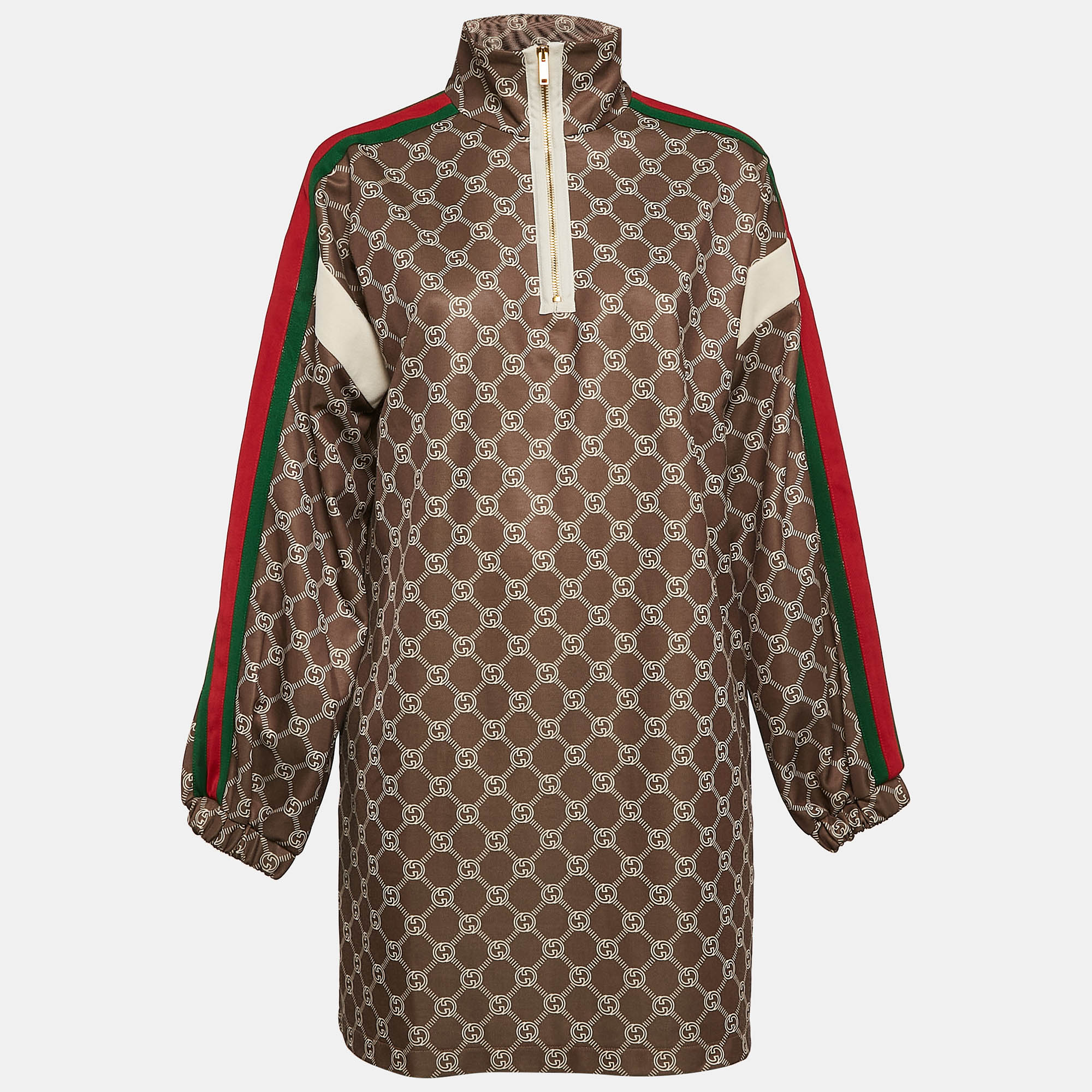 Gucci Khaki Green GG Supreme Logo Print Mini High Neck Dress M, Dresses - Luxury Closet catalog