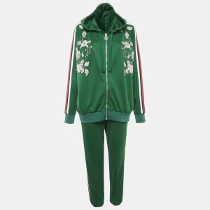 Gucci Green Floral Embroidered Cotton Blend Knit Tracksuit XL/L, Suits - Luxury Closet catalog