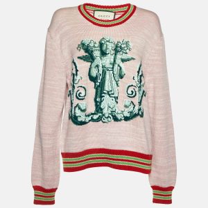 Gucci Pink Angel Embroidered Wool Knit Sweater XL, Sweaters & Cardigans - Luxury Closet catalog