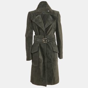 Gucci Charcoal Black Suede Button Front Trench Coat M, Coats & Jackets - Luxury Closet catalog