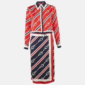 Gucci Multicolor Horse-bit Print Silk Blouse and Skirt Set S, Suits - Luxury Closet catalog