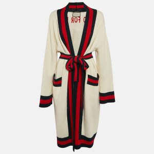 Gucci Cream Web Blind For Love Cotton Terry Tiger Embellished Cardigan M, Sweaters & Cardigans - Luxury Closet catalog