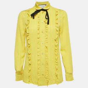 Gucci Yellow Silk Ruffled Shirt S, Shirts & Tops - Luxury Closet catalog
