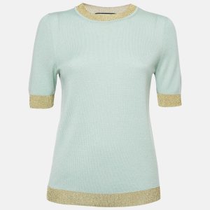 Gucci Green Lurex Trim and Cashmere Knit Crewneck Top M, Shirts & Tops - Luxury Closet catalog