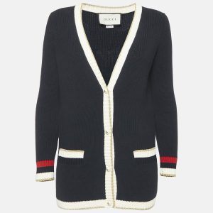 Gucci Navy Blue Rib Knit Button Front Cardigan XS, Sweaters & Cardigans - Luxury Closet catalog