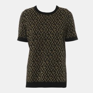 Gucci Black Knit Fabric GG Pattern Short-Sleeve Top L, Shirts & Tops - Luxury Closet catalog